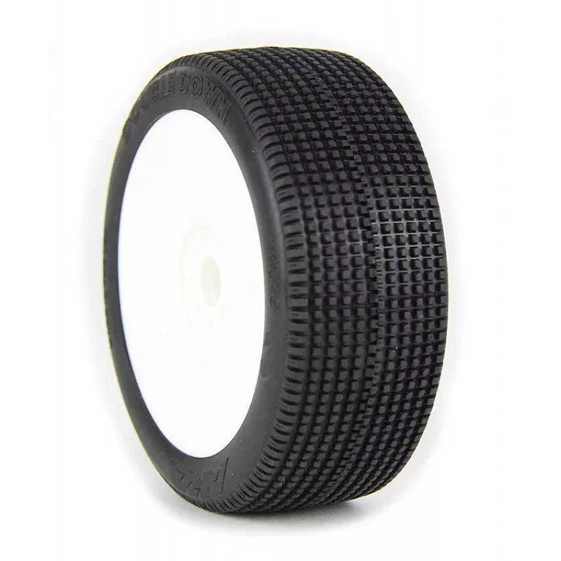 1:8 BUGGY DOUBLE DOWN (SUPER SOFT - LONG WEAR) EVO WHEEL PRE-MOUNTED ORANGE/YELLOW