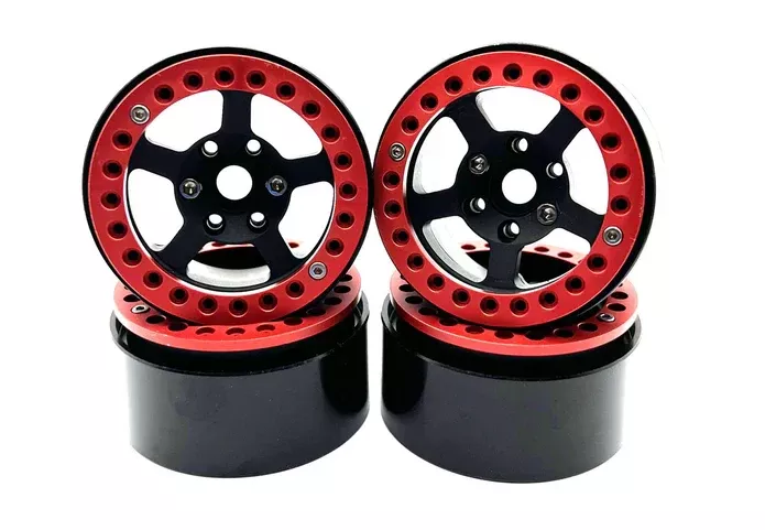 1.9" Alum. Beadlock Rims (4 pc) BLACK W/RED RIMS RCE3467