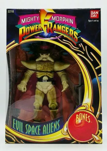 1993 Mighty Morphin Powers Rangers Bones 9" Action Figure Evil Space Aliens