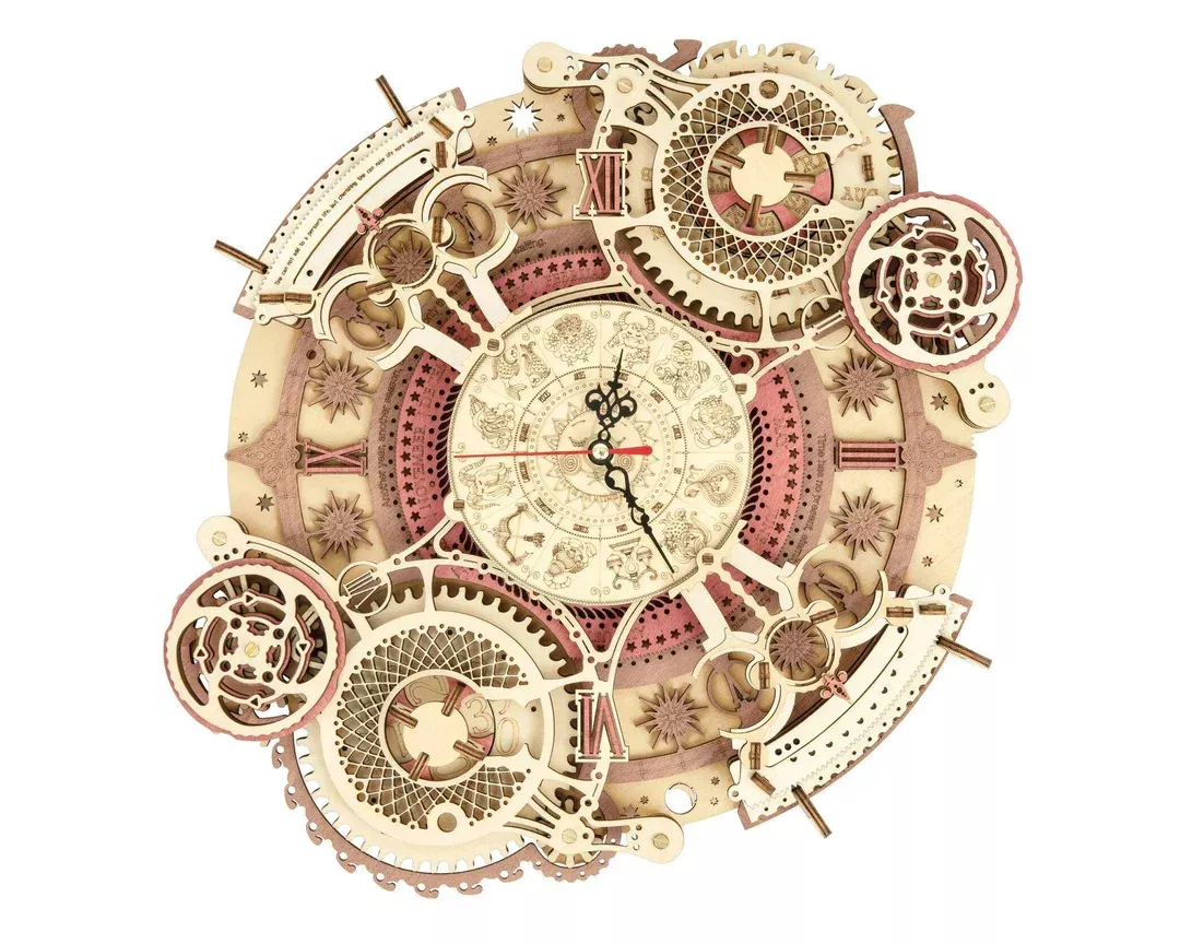 3D Mechanical Wooden Puzzle: Zodiac Wall Clock