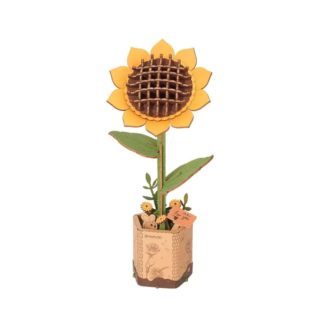 3D Modern Wooden Puzzle: Sunflower