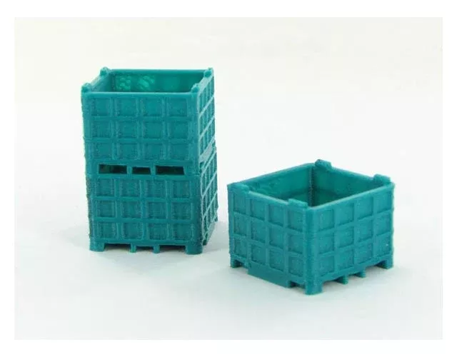 3D To Scale 64-252-BG 1/64 – Plastic Bin Pallets 3pk Bluegreen Diorama