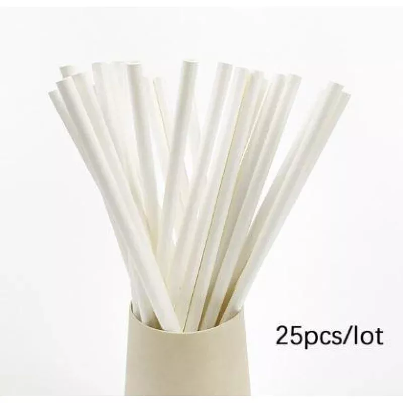 8 Paper Straws White 25 Pack