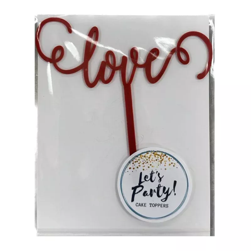 Acrylic Love Cake Topper Red