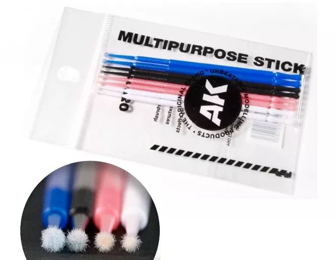AK Interactive 9330 Microfiber Multipurpose Stick Applicators: 1mm, 1.5mm, 2mm,