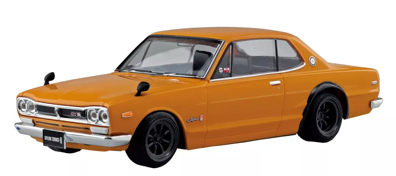 AOSHIMA - The Snap Kit 1/32 Nissan Skyline 2000Gt-R Custom Wheel - Safari Brown Plastic Model