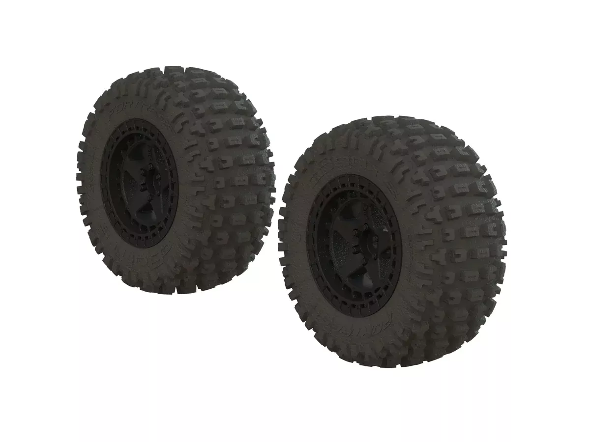 ARRMA AR550042 DBoots Fortress SC 2.2/3.0 Tires Mounted on Black 14mm Hex Wheels
