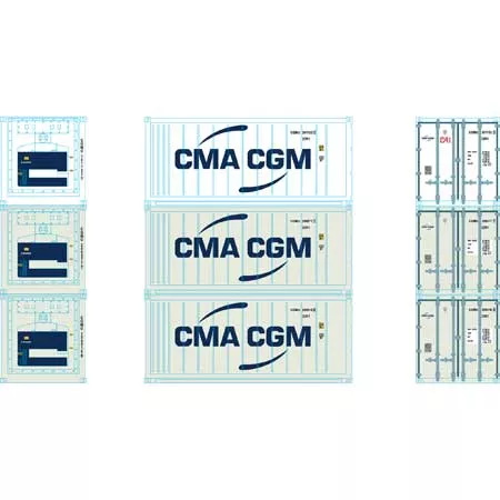 Athearn 28883 HO Scale 20' Intermodal Reefer Container CMA CGM CGMU