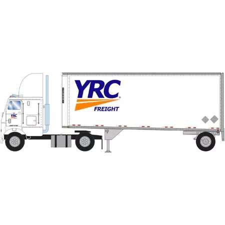 Athearn 91070 HO Scale 2 Axle Freightliner with 28' Trailer Yellow Roadway Corp YRC