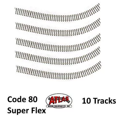 Atlas 2500 N Code 80 Super-Flex Track Black Ties / Nickel Silver Rail (10 Pcs)