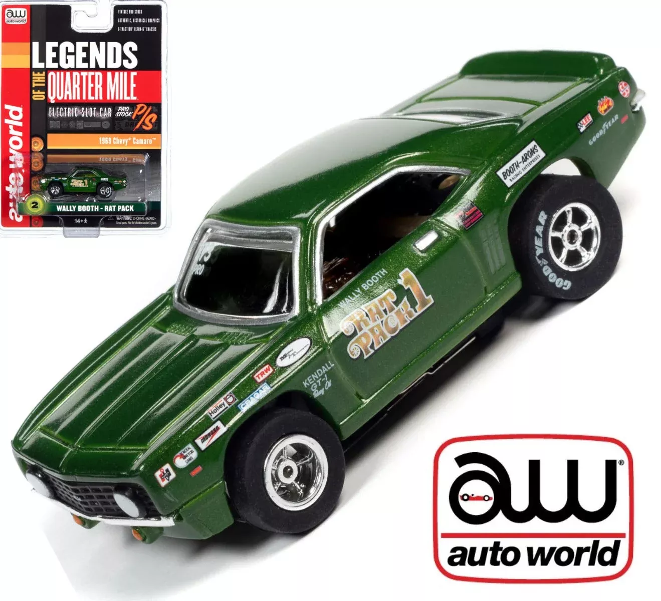 Auto World Xtraction Chevy Camaro Wally Booth Rat Pack HO Slot Car for AFX