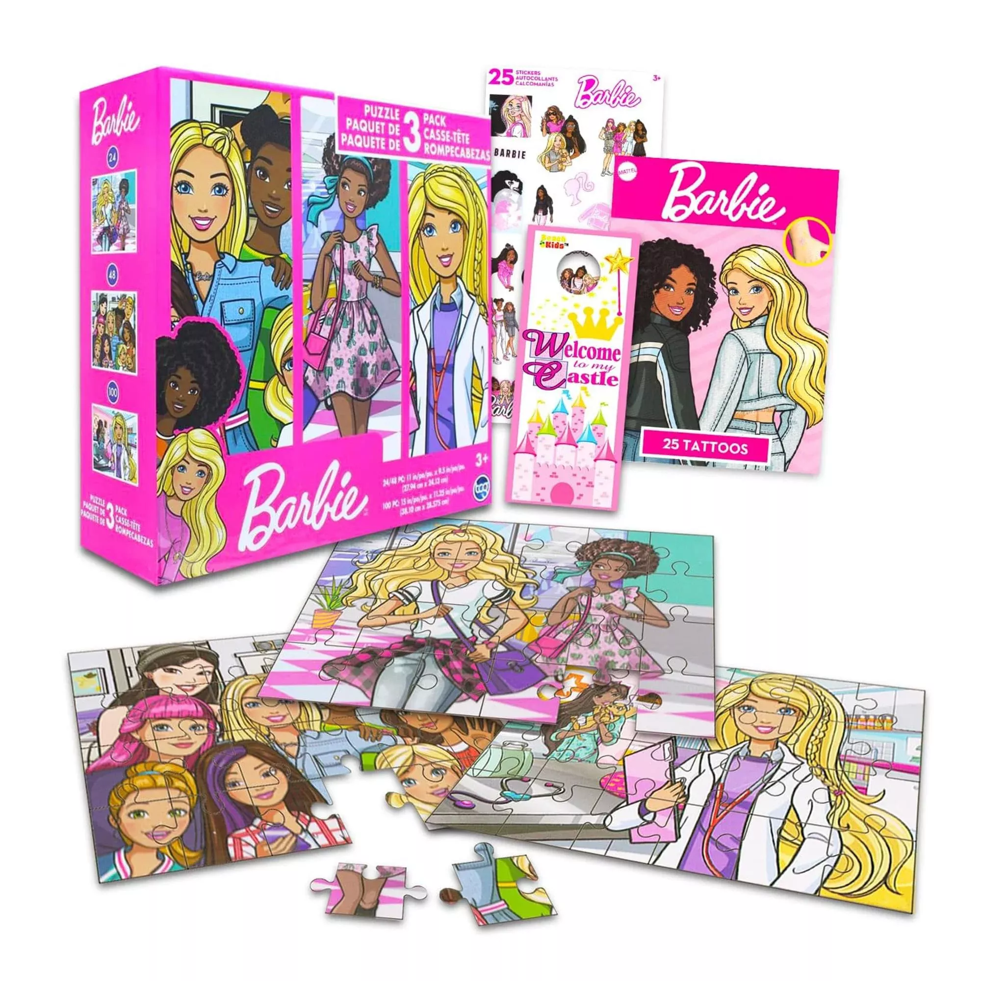 Barbie Jigsaw Puzzle 3 Pack |24, 48, & 100 Pieces
