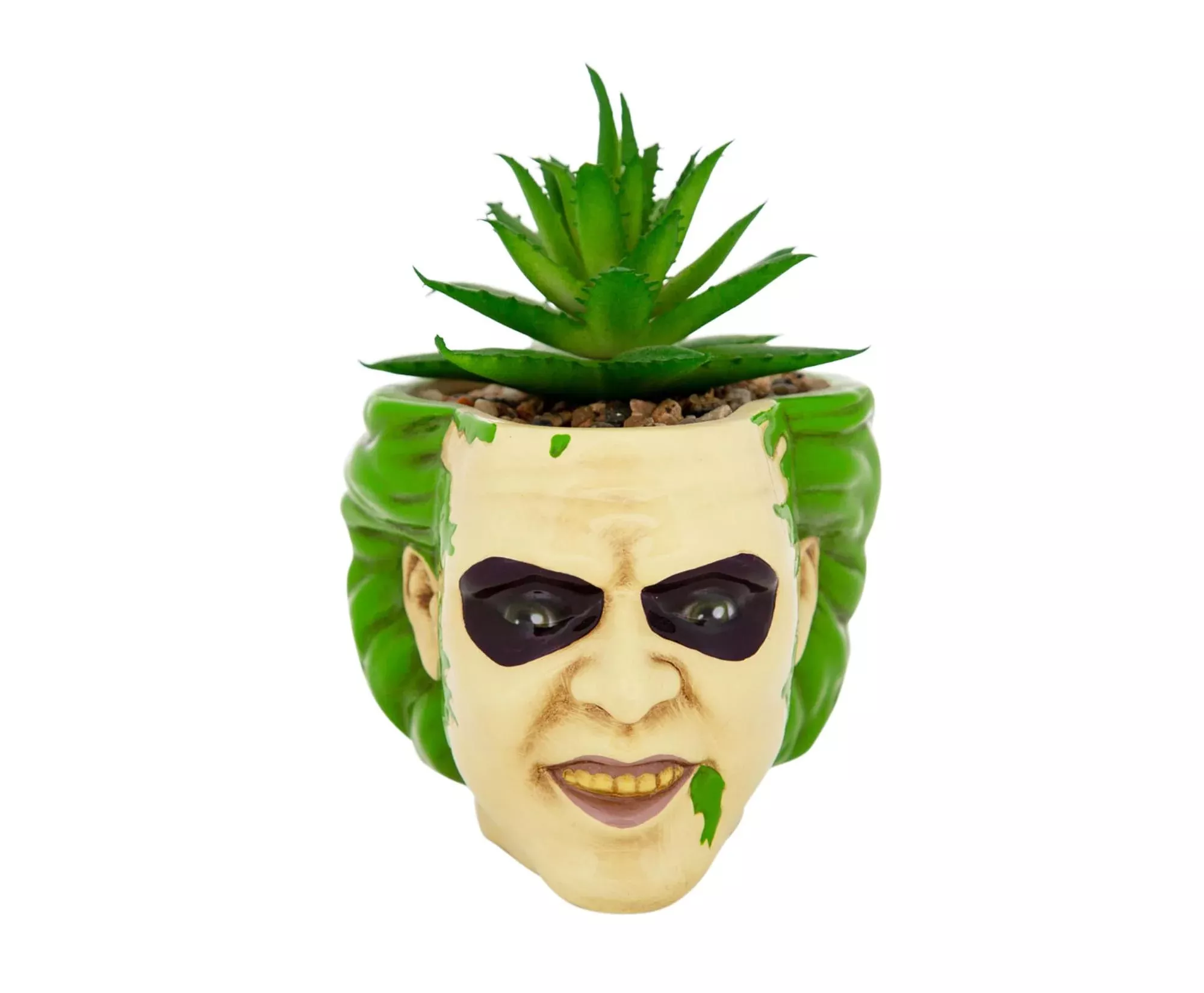 Beetlejuice Head 3-Inch Ceramic Mini Planter with Artificial Succulent