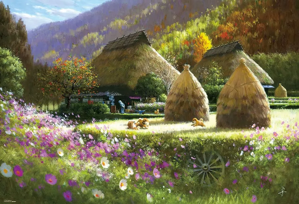 BEVERLY - 31-535 Jigsaw Puzzle Traditional Japan & Puppies By Taku Nagaoka - 1000 Pieces