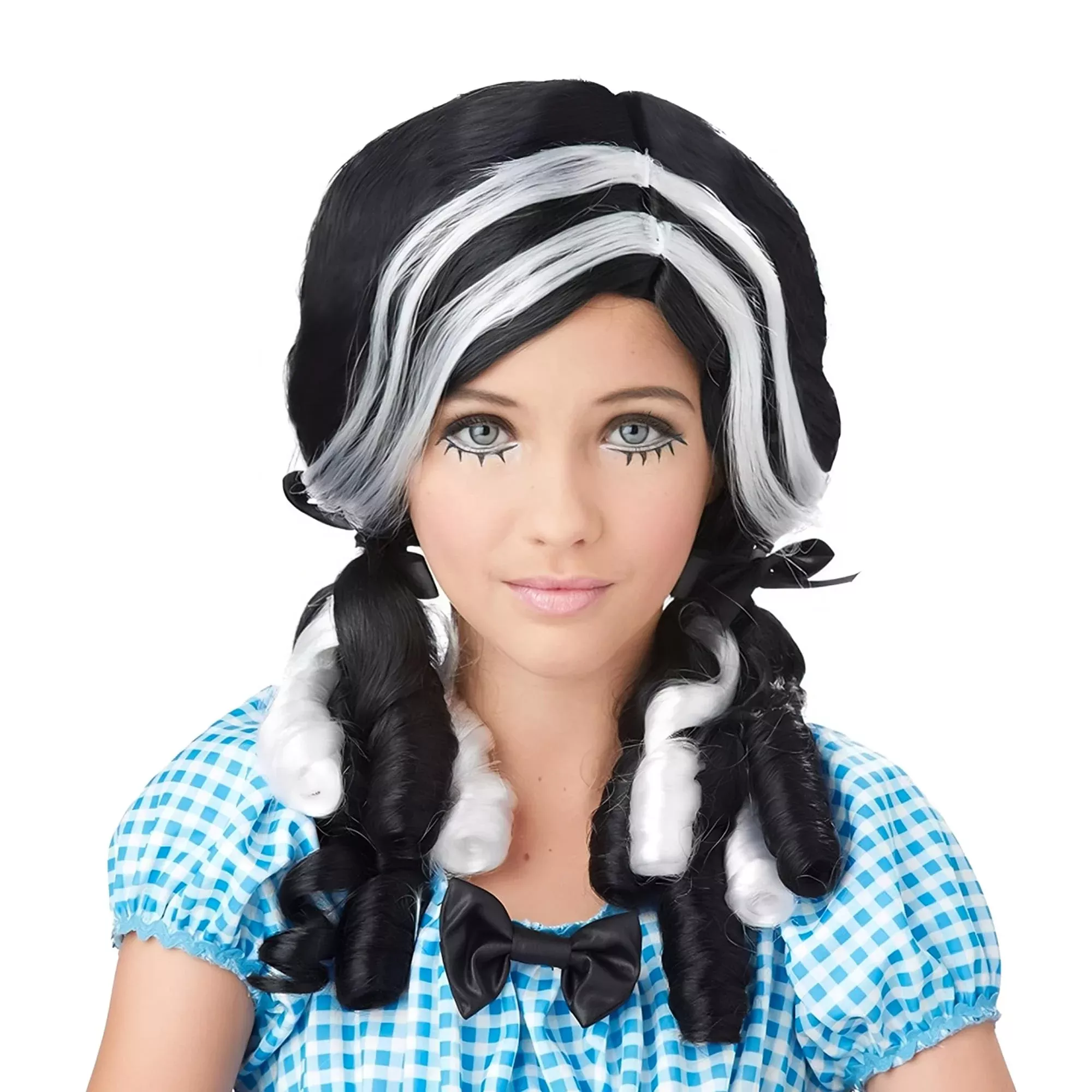 Black and White Doll Curls Costume Wig