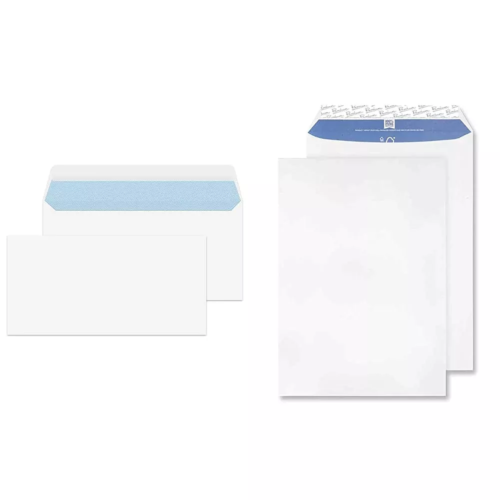 Blake Purely Everyday DL 110 x 220 mm 100 GSM Peel and Seal Envelopes (23882/50 PR) White, Pack of with Premium Pure C4 229 x 324 mm 120 GSM Recycled Peel & Seal Pocket Envelopes (RP84653) Super WHI