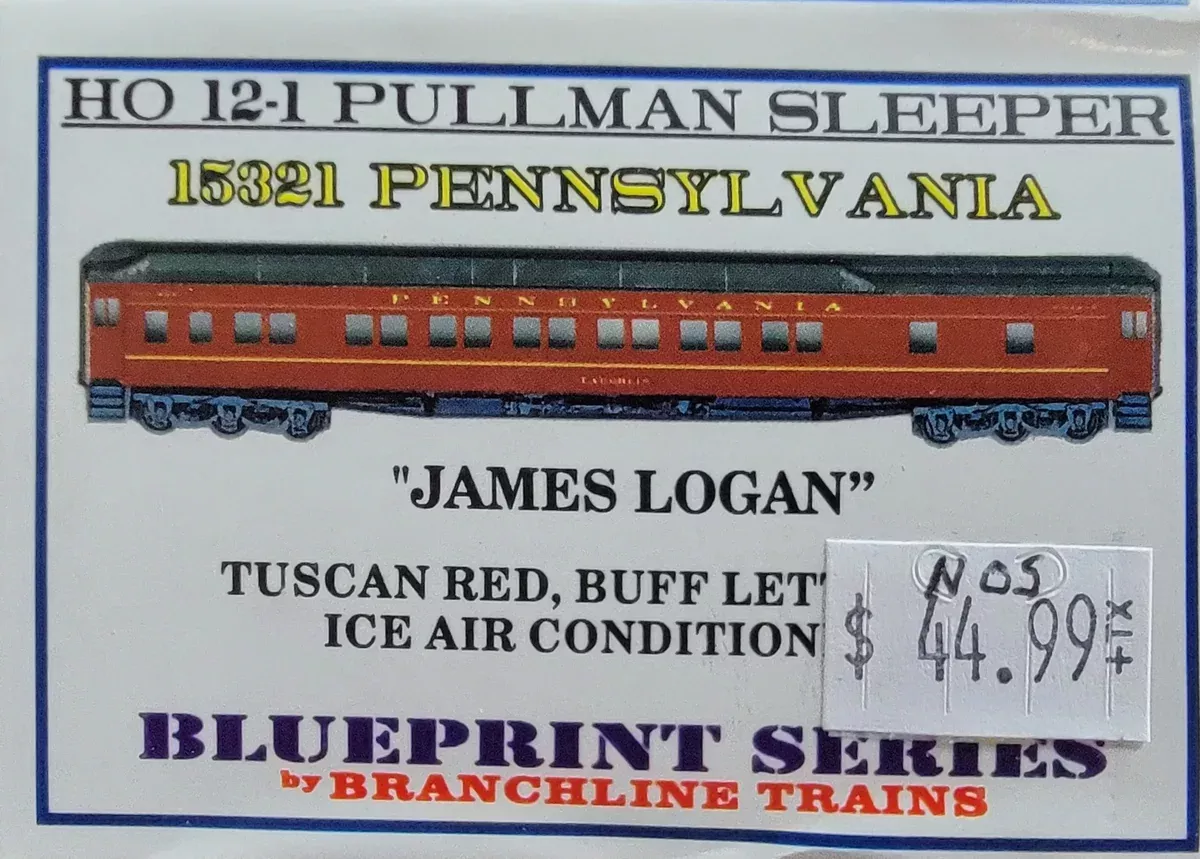Branchline Trains 15321 HO Scale 1-21 Heavyweight Pullman Sleeper PRR James Logan