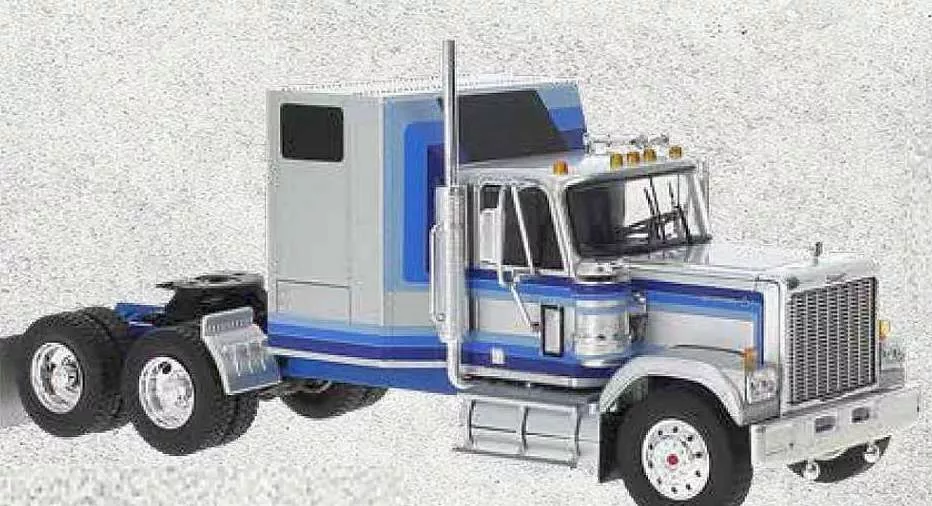 Brekina 85775 HO Scale 1980 GMC General Tractor/Semi Silver and Blue