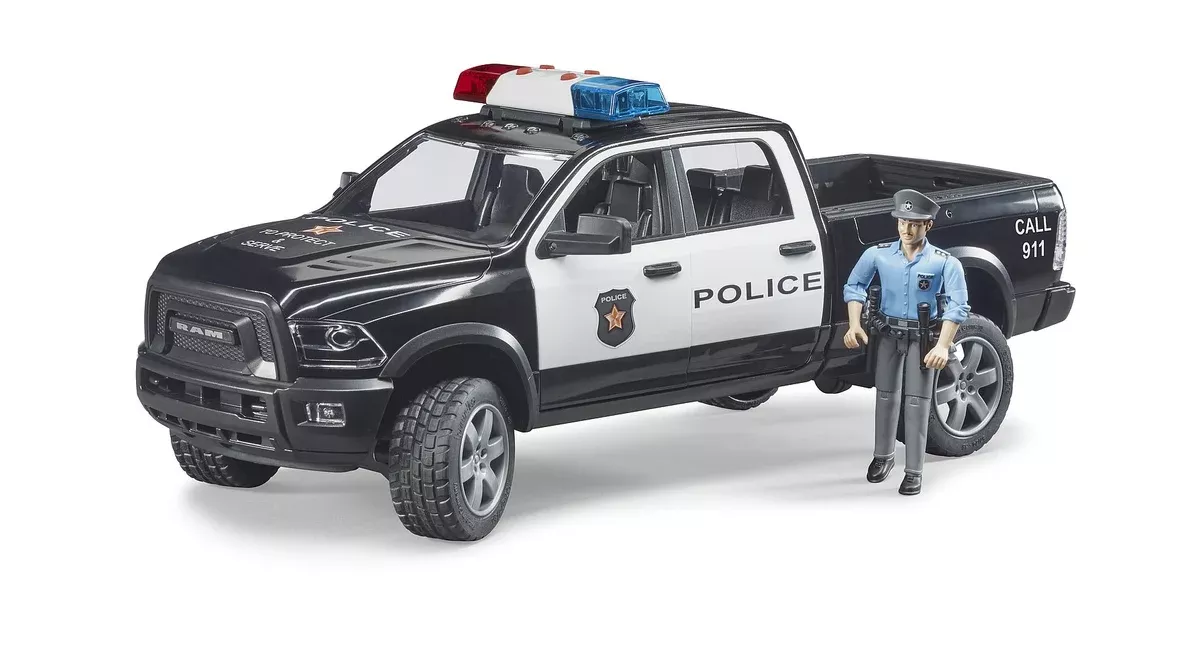 Bruder Toys | 02505 Ram 2500 Power Wagon Police Pickup Truck with Lights & Sound