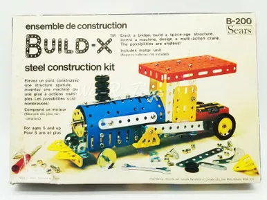 Build-X Steel Construction Kit with Motor Train Sears Canada B-200 USED