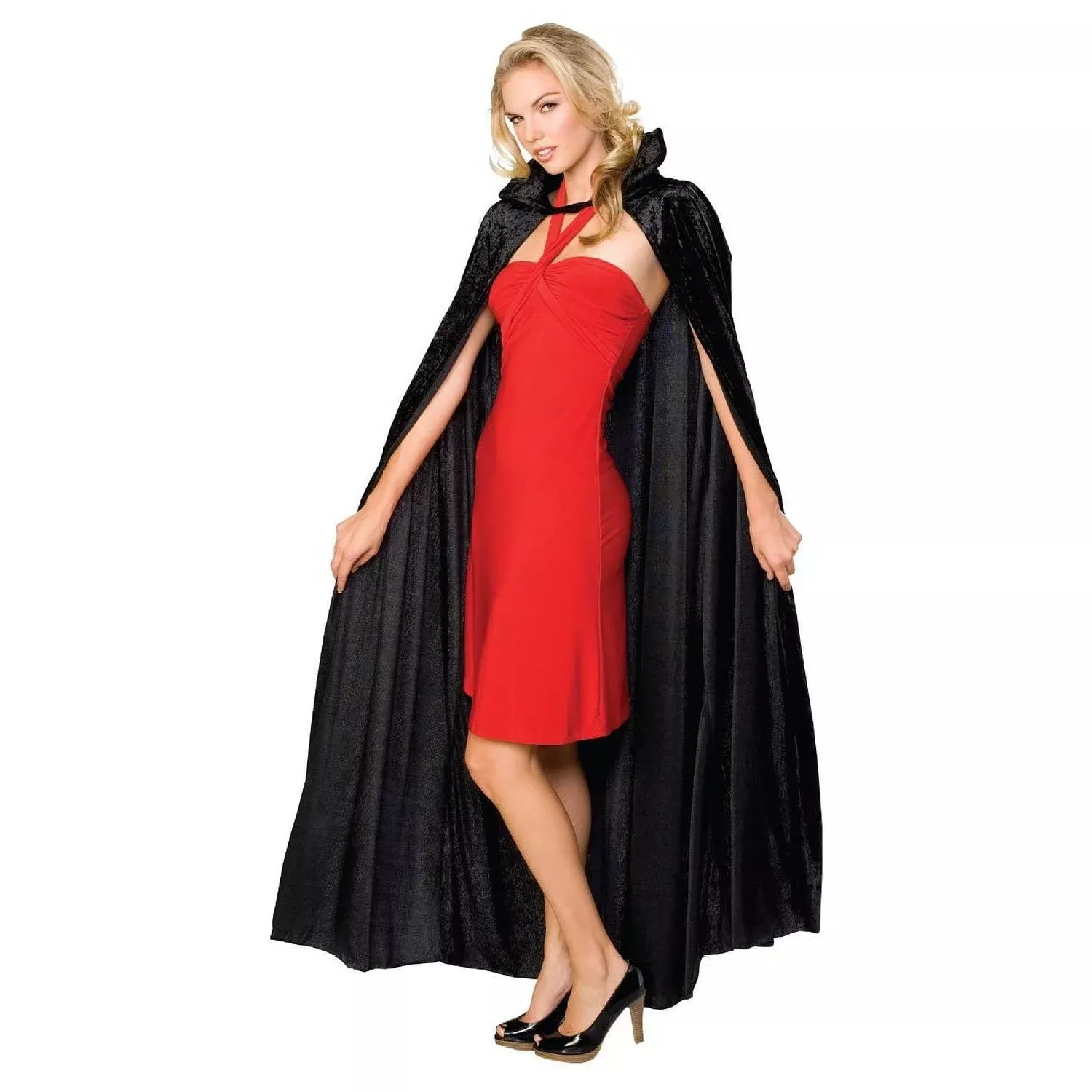 CAPE LONG BLACK CRUSHED VELVET