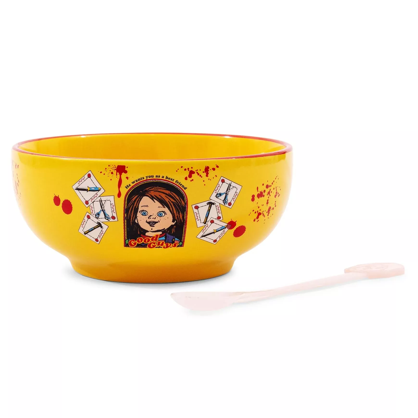 Child's Play Good Guys Ceramic Bowl With Color-Changing Spoon | Holds 28 Ounces