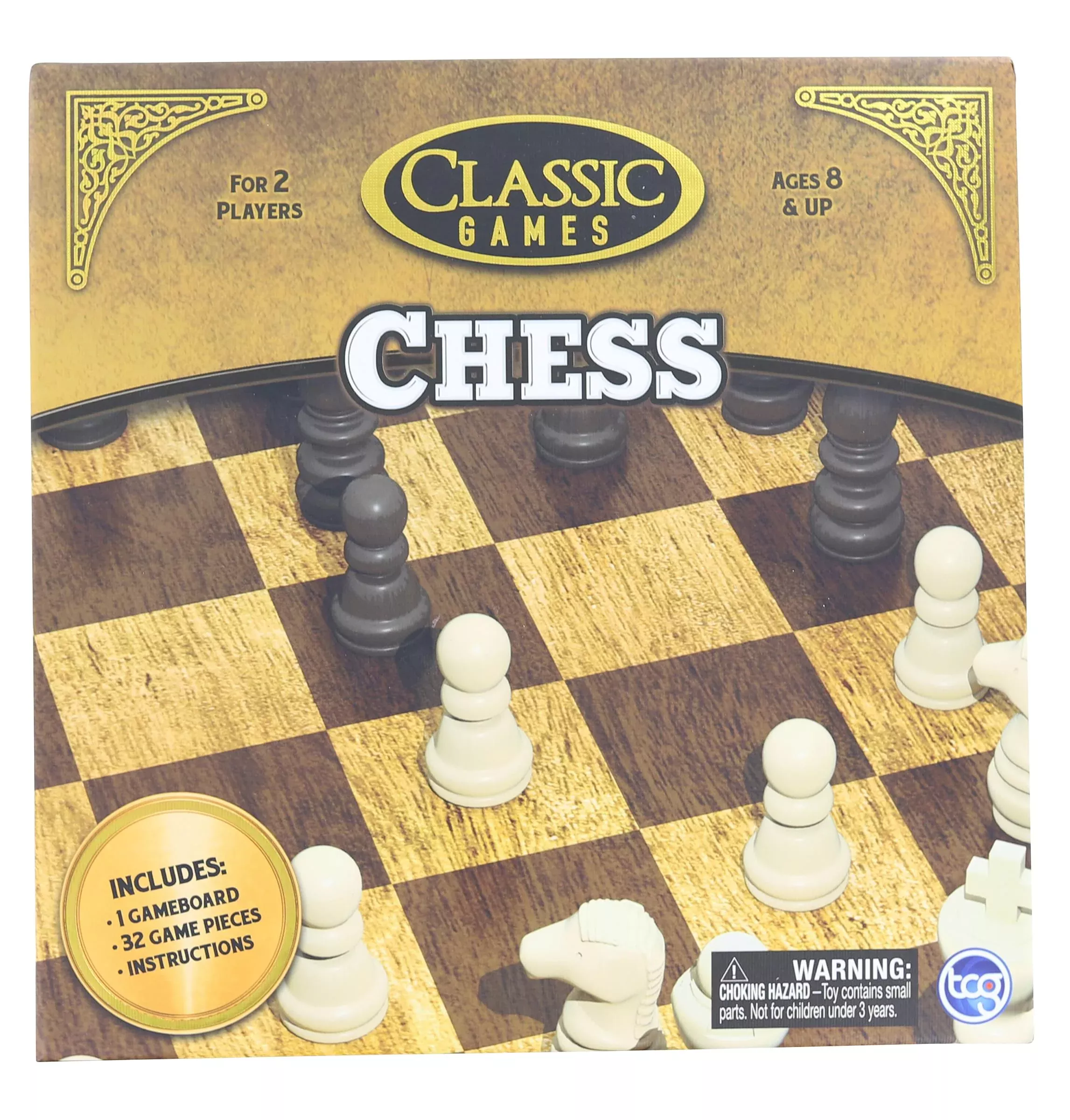 Classic Games Wood Chess Set | Board & 32 Game Pieces