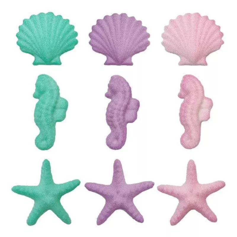Dec On Shimmer Sea Assortment Seahorse , Starfish and Shells 3pk