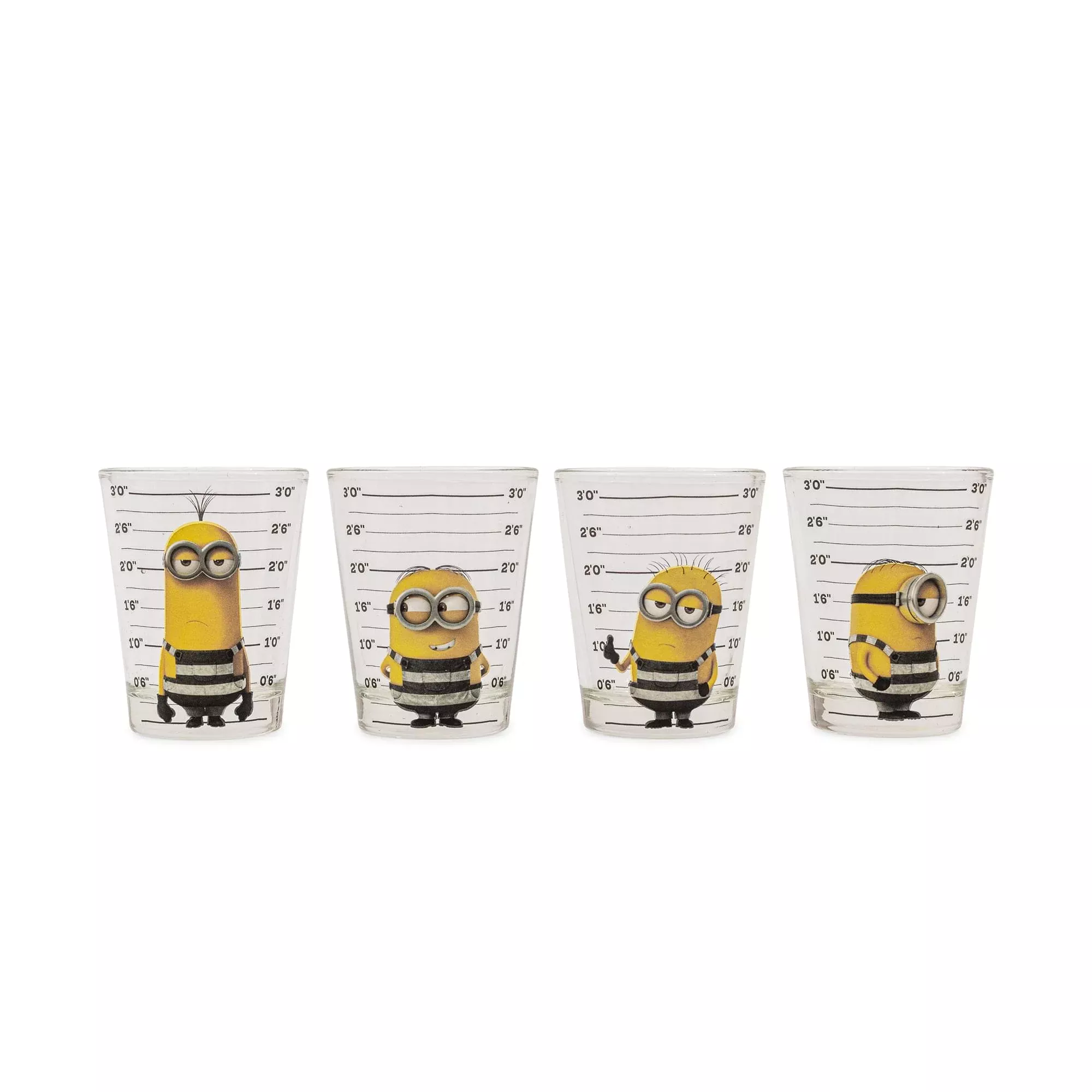 Despicable Me Minions Mugshot 2-Ounce Mini Shot Glasses | Set of 4