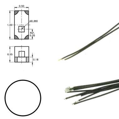 Digikeijs DR60093 White 0402 LED to Wire w/ Resistor