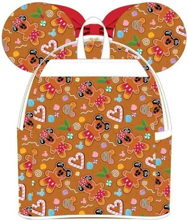 Disney Gingerbread Mickey and Minnie Mouse Mini-Backpack and Ears Headband Set