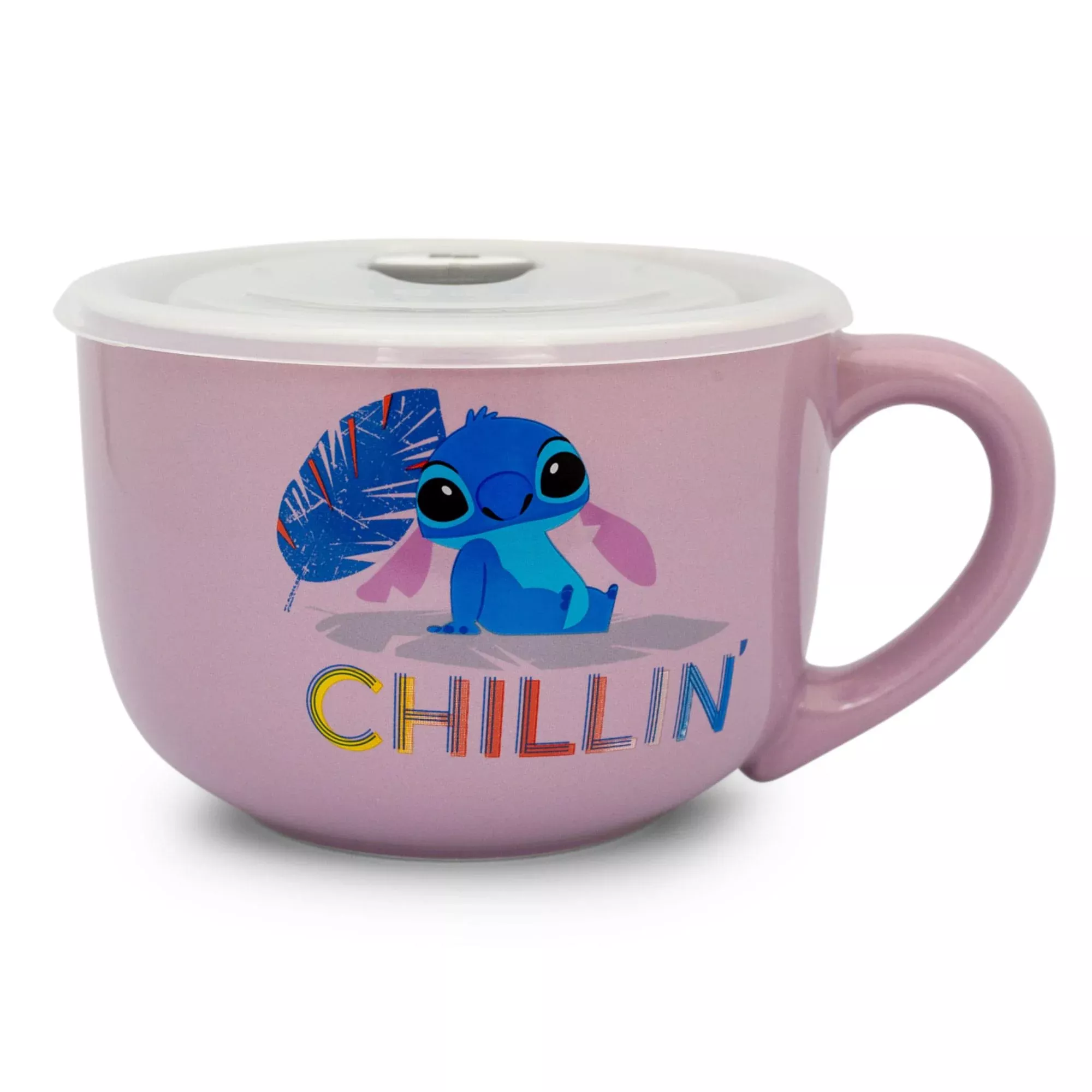 Disney Lilo & Stitch "Chillin" Ceramic Soup Mug With Vented Lid | Holds 24 Ounces