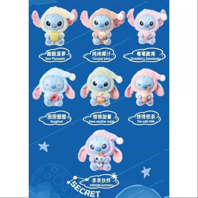 Disney Stitch Eat Something Before Sleep Series Vinyl Plush Pendant Whole Set Brand New With Plastic