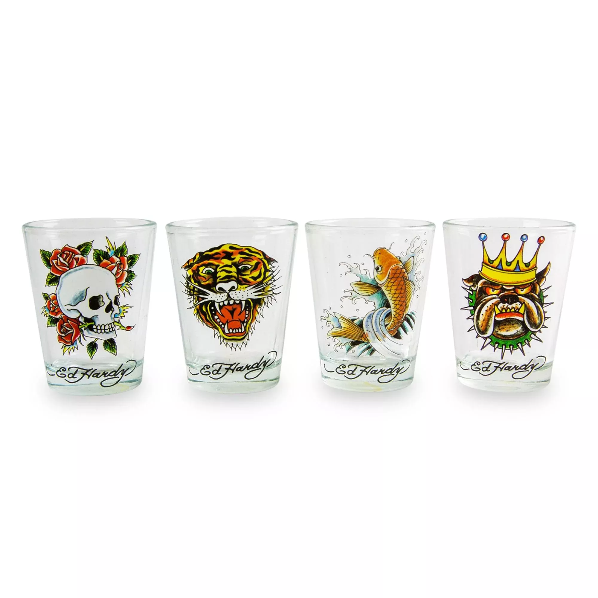 Ed Hardy Tattoo Classic 2-Ounce Mini Shot Glasses | Set of 4