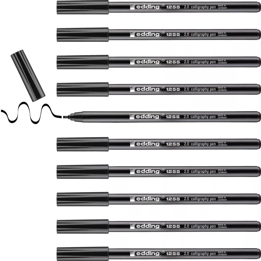 edding 1255 2.0 mm Calligraphy Pen - Black (Pack of 10