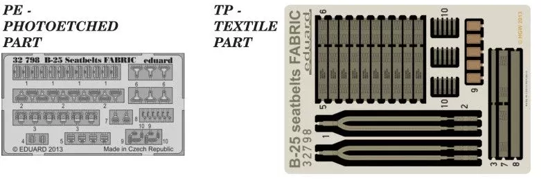Eduard 32798 1/32 Aircraft- B25 Seatbelts Fabric-Type for HKM (Painted)