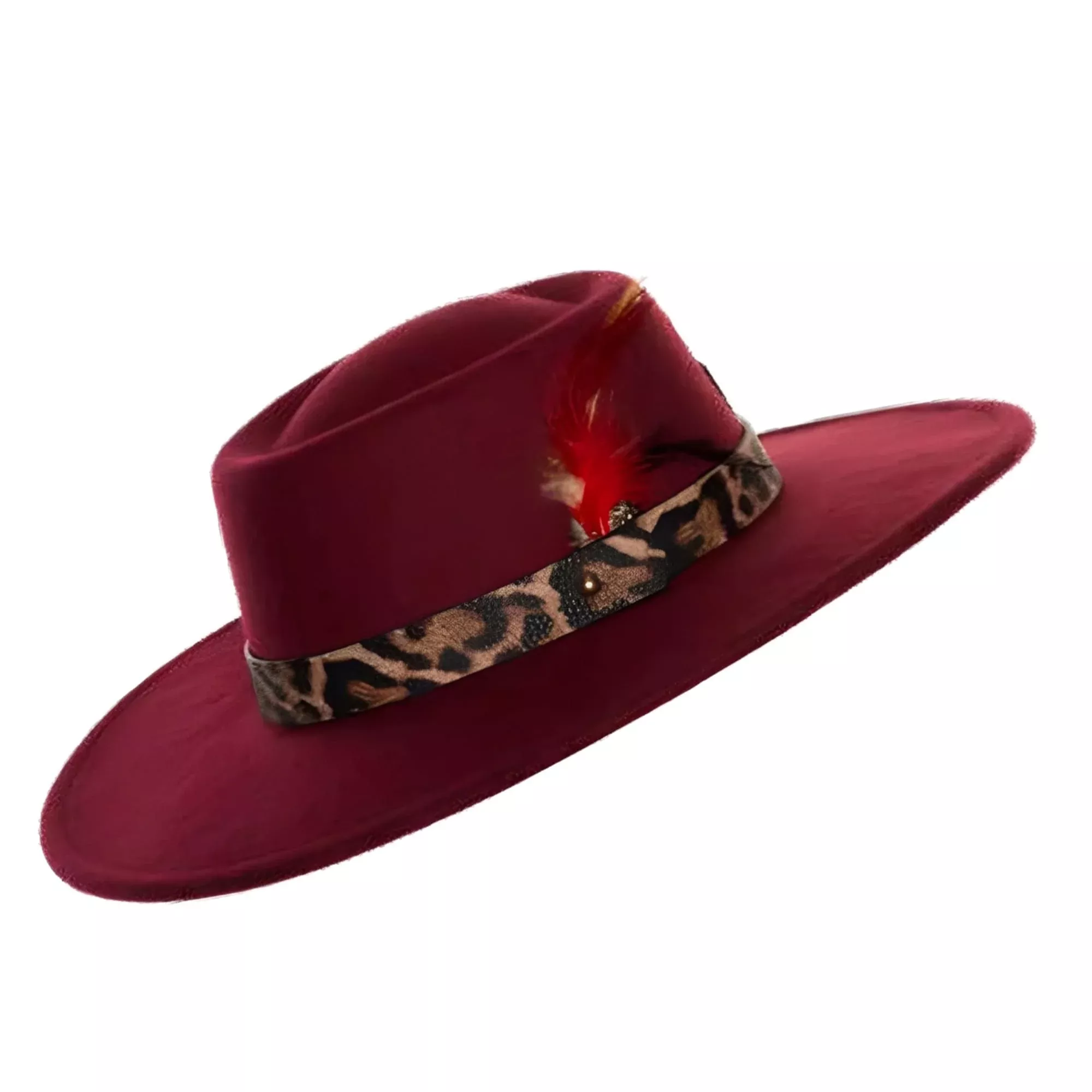 Faux Leather Pimp Hat Adult Costume Accessory | Burgundy