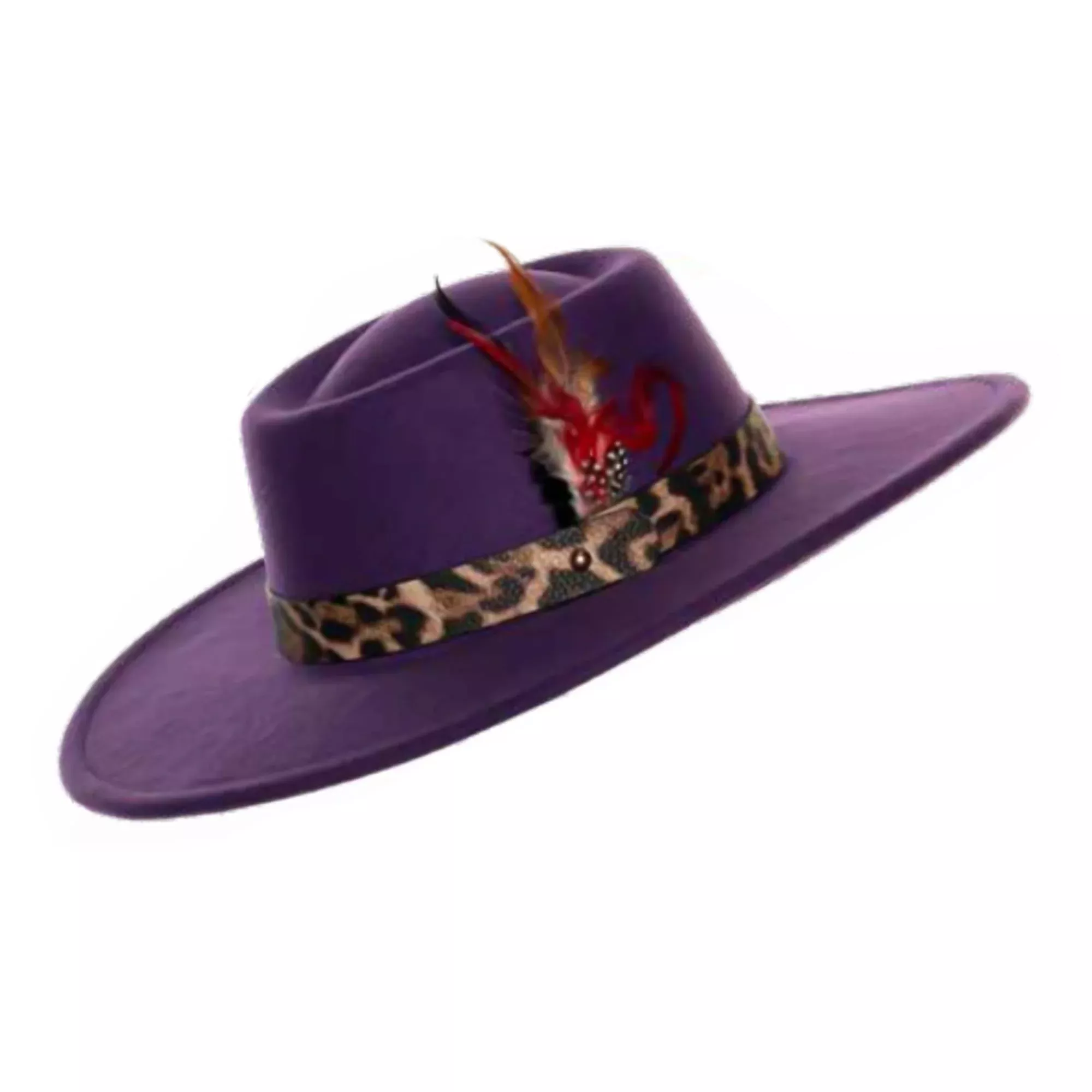Faux Leather Pimp Hat Adult Costume Accessory | Purple