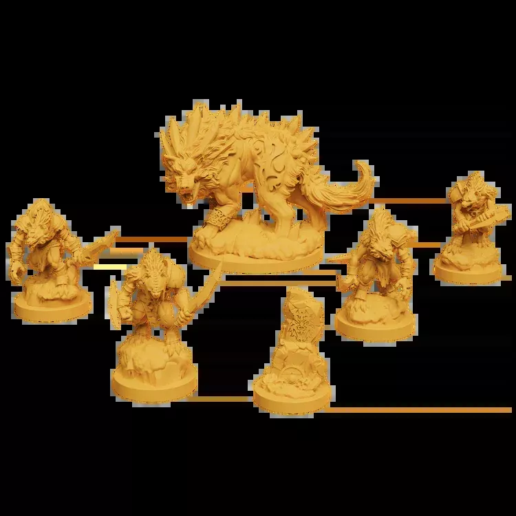 Godtear: Fenra, Wolf of the End Times and Chainless Curs Minatures