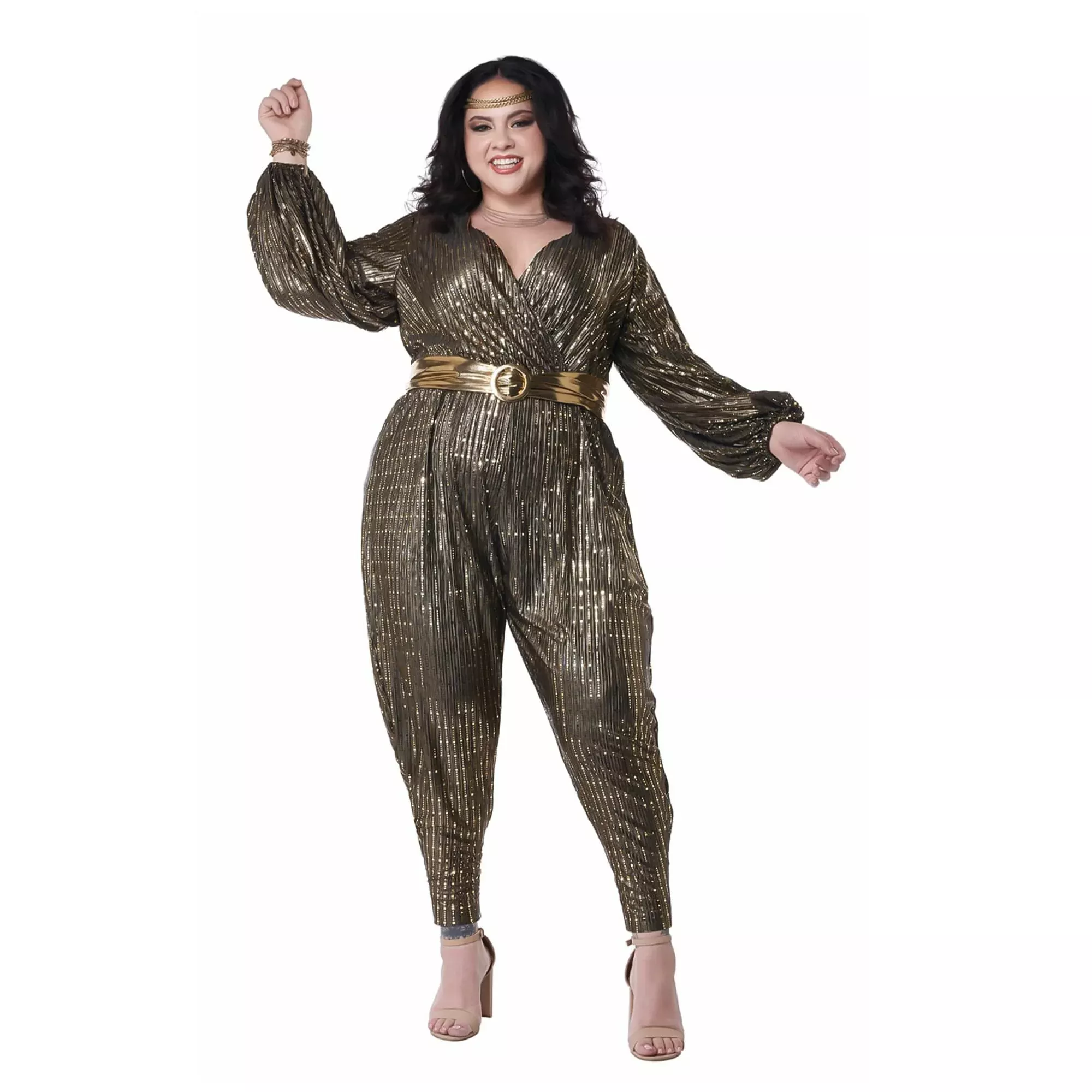 Gold Disco Queen Adult Plus Size Costume