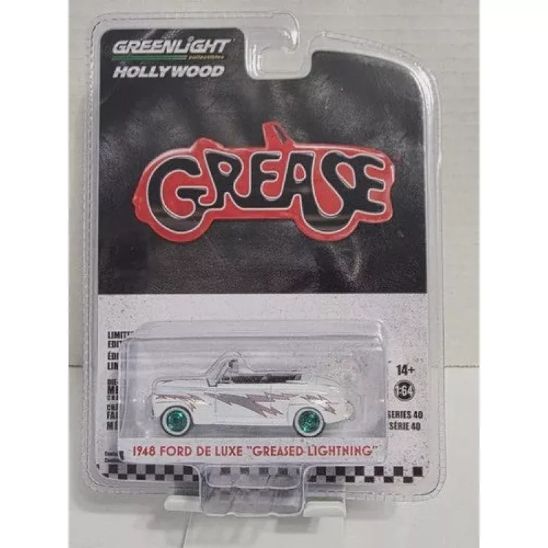 GREENLIGHT GREASE GREASED LIGHTNING 1948 FORD DE LUXE WHITE GREEN WHEELS CHASE