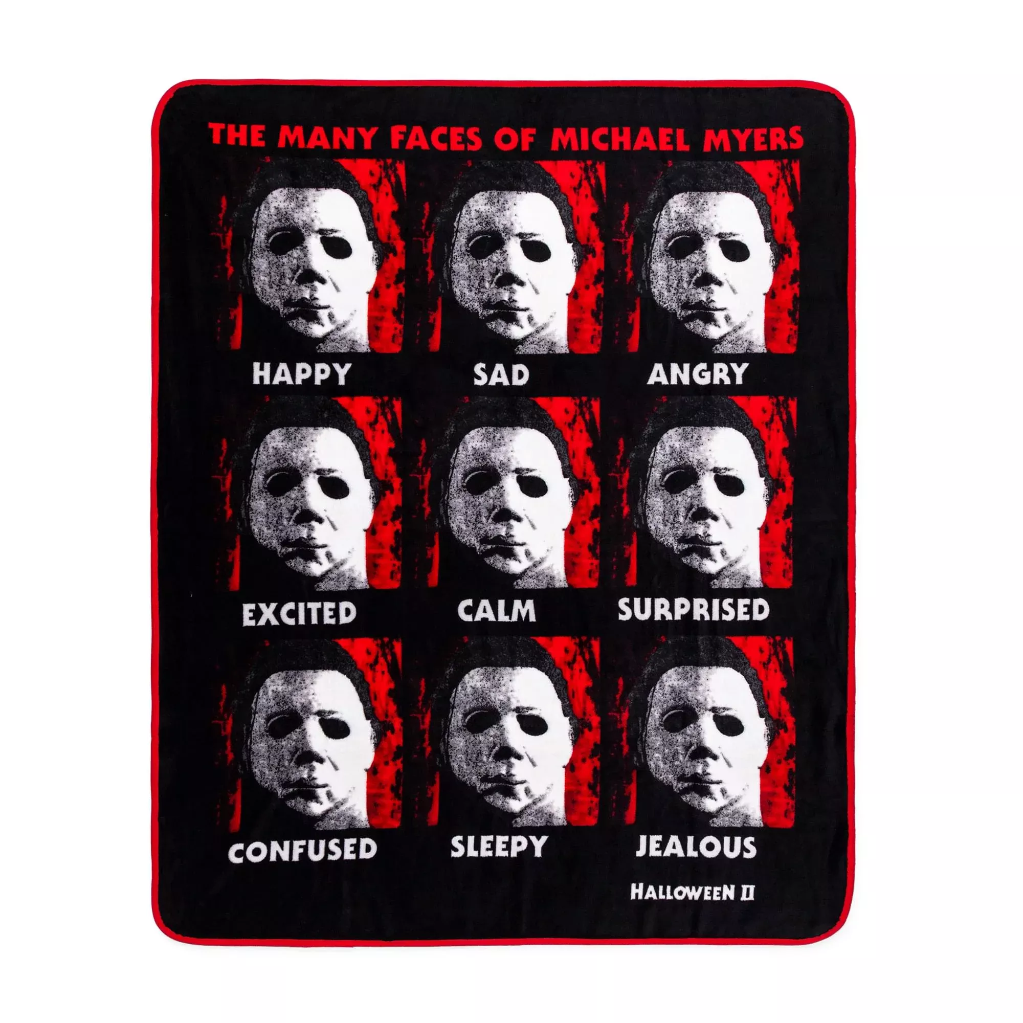 Halloween II "The Faces Of Michael Myers" Raschel Throw Blanket | 45 x 60 Inches