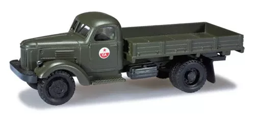 Herpa 744096 HO Scale Zil 164 Low-Side Truck - Assembled -- Soviet Army (green, red, white)