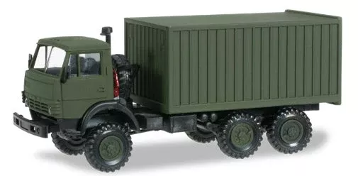 Herpa 744935 HO Scale Kamaz 5320 Truck w/Ribbed-Box Body - Assembled -- Green
