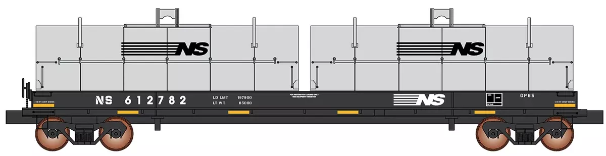 HO Evans 100-Ton Coil Car - Ready to Run -- Norfolk Southern (black, gray hoods)