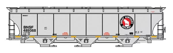 HO Scale Trinity 5161 Cubic Foot Covered Hopper - Ready to Run -- BNSF Railway (Great Northern Legacy Scheme, gray, Rocky Logo)