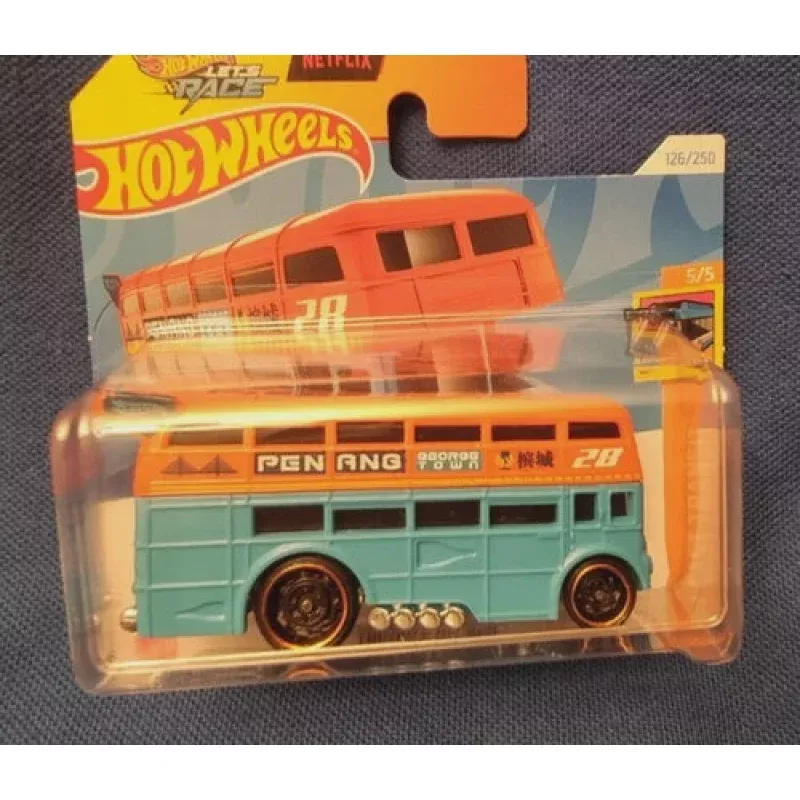 HOT WHEELS 2024 126/250 TROUBLE DECKER ROUTEMASTER BUS -blue orange- short card