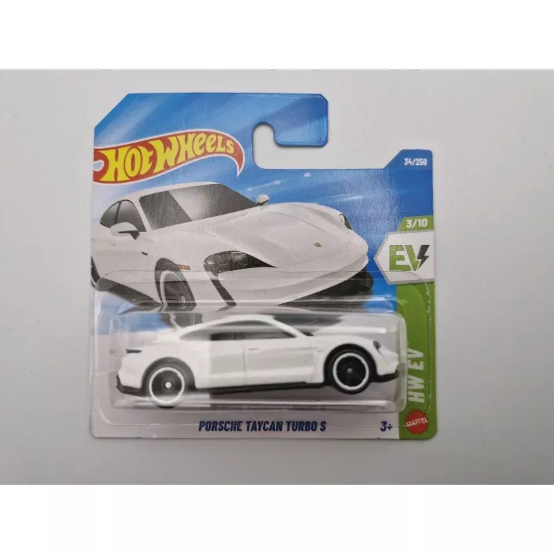 hot wheels porsche taycan turbo s white short card