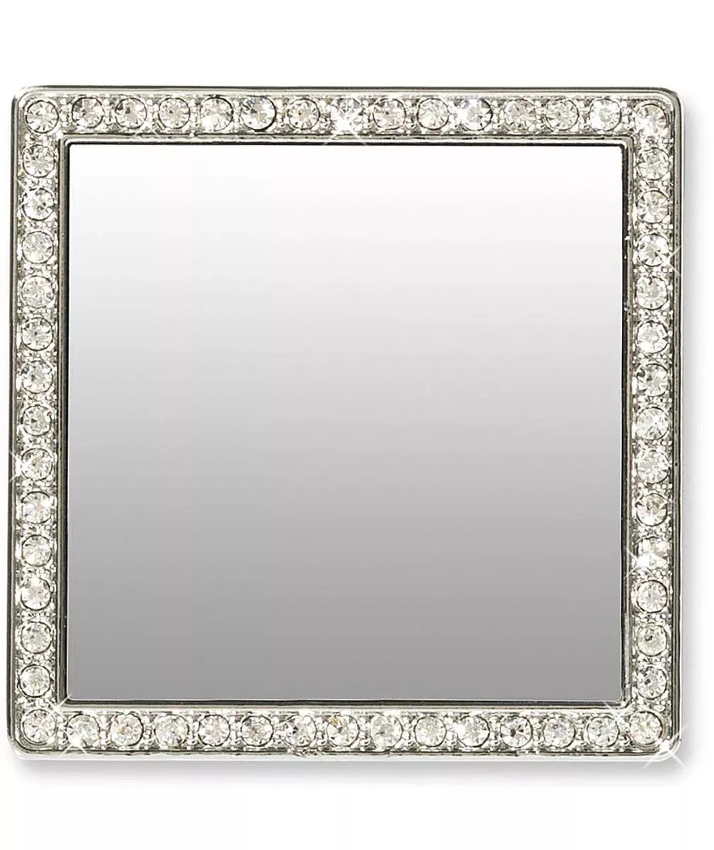 iDecoz Phone Mirror: Silver Square w/ Crystals