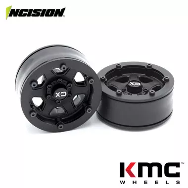 Incision IRC00254 KMC 1.9 KM233 Hex Black Plastic Beadlock Wheel Set (2)